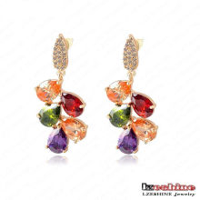 Gold Plated Mona Lisa Zircon Drop Earrings (CER0003-C)